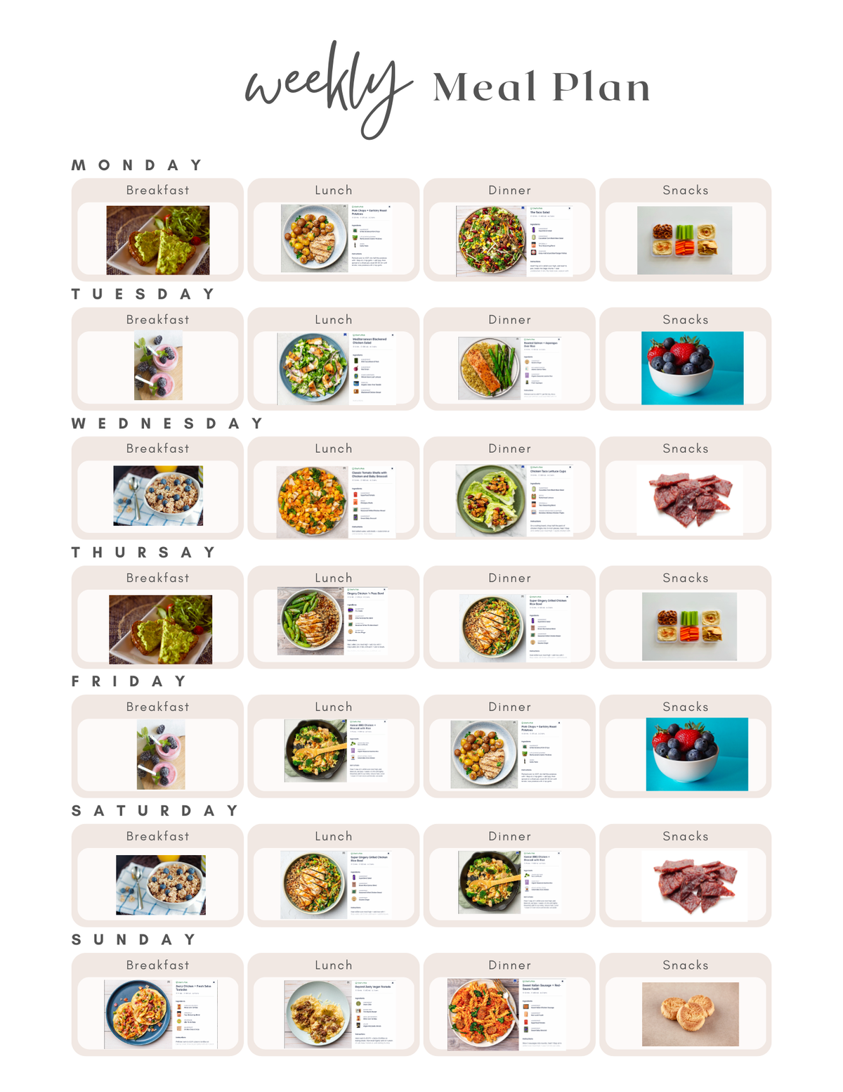 BONUS Weekly Meal Plan